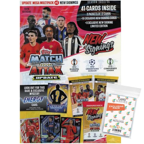 Bundle mit Match Attax Champions League 2024/25 - Trading Cards + Exklusive Collect-it Hüllen (1 Update Multipack New Signings #1) von collect-it.de MY HOME OF CARDS + TOYS