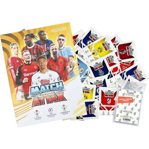 Bundle mit Match Attax Champions League 2024/25 - Trading Cards - Leere Sammelmappe + 100 Verschiedene, zufällige Karten + Exklusive Collect-it Hüllen Bundle mit Match Attax Champions League 2024/25 - Trading Cards - Leere Sammelmappe + 100 Verschiedene, zufällige Karten + Exklusive Collect-it Hüllen von collect-it.de MY HOME OF CARDS + TOYS
