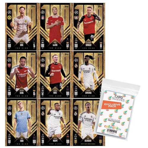 Bundle mit Match Attax Champions League 2024/25 - Trading Cards Sparangebote + Exklusive Collect-it Hüllen (Alle 9 100 Club Karten) von collect-it.de MY HOME OF CARDS + TOYS