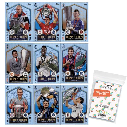 Bundle mit Match Attax Champions League 2024/25 - Trading Cards Sparangebote + Exklusive Collect-it Hüllen (Alle 9 Trophy Triumph Karten) von collect-it.de MY HOME OF CARDS + TOYS