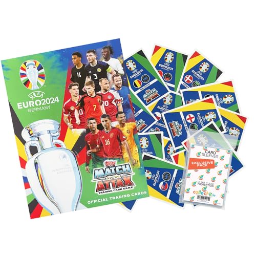 Bundle mit Match Attax UEFA Euro 2024 Germany - 1 Leere Sammelmappe + 100 Verschiedene, zufällige Karten + Exklusive Collect-it Hüllen von collect-it.de MY HOME OF CARDS + TOYS