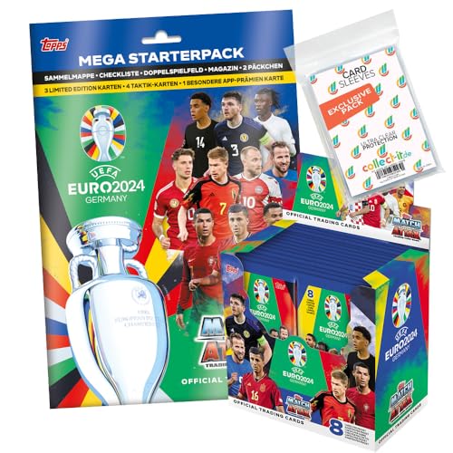 Bundle mit Match Attax UEFA Euro 2024 Germany - 1 Starter + 1 Display (36 Booster) + Exklusive Collect-it Hüllen von collect-it.de MY HOME OF CARDS + TOYS