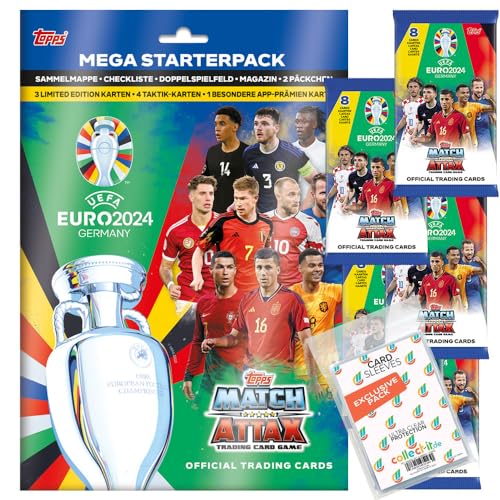 Bundle mit Match Attax UEFA Euro 2024 Germany - 1 Starter + 5 Booster + Exklusive Collect-it Hüllen von collect-it.de MY HOME OF CARDS + TOYS