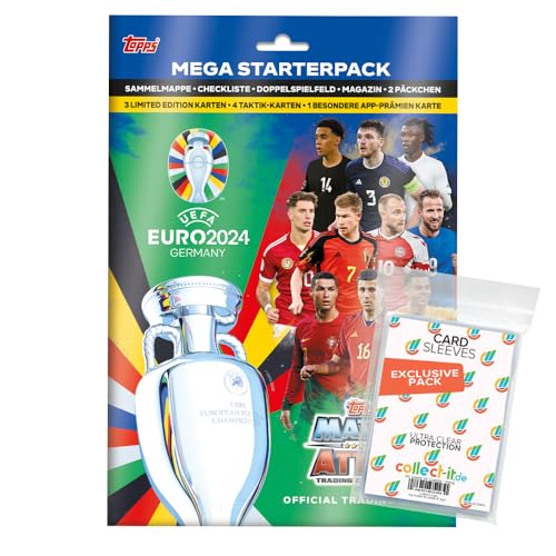 Bundle mit Match Attax UEFA Euro 2024 Germany - 1 Starter + Exklusive Collect-it Hüllen von collect-it.de MY HOME OF CARDS + TOYS