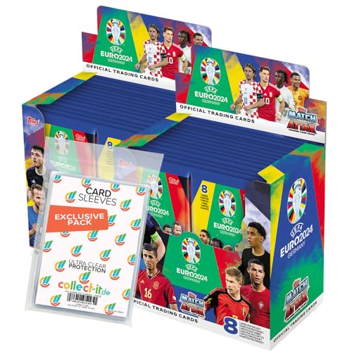 Bundle mit Match Attax UEFA Euro 2024 Germany - 2 Display (72 Booster) + Exklusive Collect-it Hüllen von collect-it.de MY HOME OF CARDS + TOYS