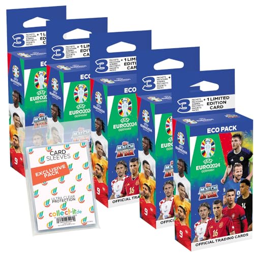 Bundle mit Match Attax UEFA Euro 2024 Germany - 5 Blister + Exklusive Collect-it Hüllen von collect-it.de MY HOME OF CARDS + TOYS