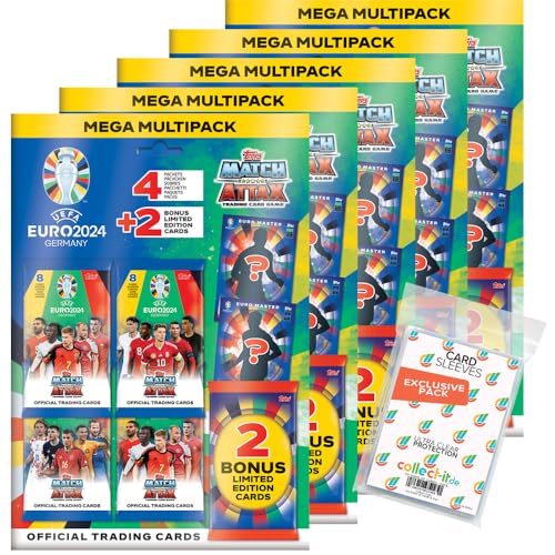 Bundle mit Match Attax UEFA Euro 2024 Germany - 5 Multipacks + Exklusive Collect-it Hüllen von collect-it.de MY HOME OF CARDS + TOYS