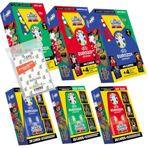 Bundle mit Match Attax UEFA Euro 2024 Germany - Alle 3 Tin Boxen + alle 3 Mini Tin Boxen + Exklusive Collect-it Hüllen von collect-it.de MY HOME OF CARDS + TOYS