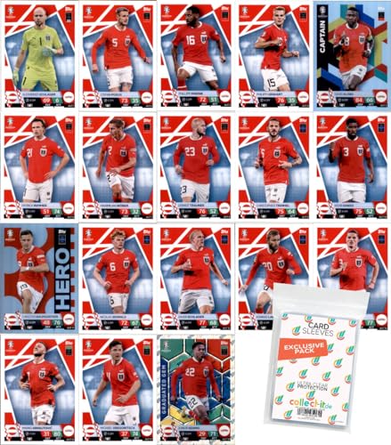 Bundle mit Match Attax UEFA Euro 2024 Germany - Mannschaftspaket - Österreich + Exklusive Collect-it Hüllen von collect-it.de MY HOME OF CARDS + TOYS