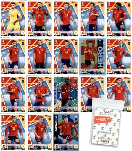 Bundle mit Match Attax UEFA Euro 2024 Germany - Mannschaftspaket - Spanien + Exklusive Collect-it Hüllen von collect-it.de MY HOME OF CARDS + TOYS