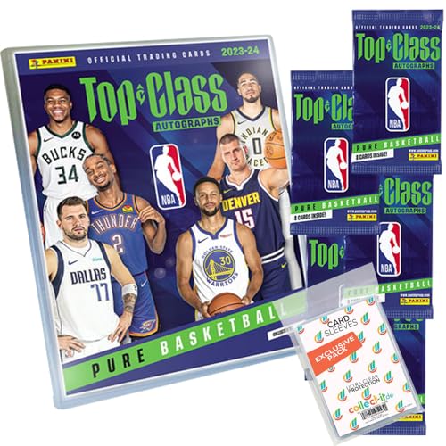 Bundle mit Top Class - NBA Pure Basketball - 2023/24-1 Starter + 5 Booster + Exklusive Collect-it Hüllen von collect-it.de MY HOME OF CARDS + TOYS