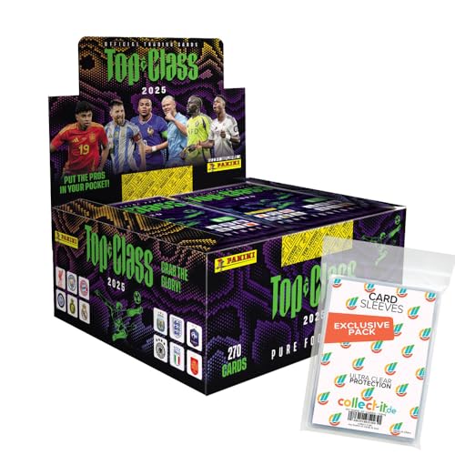 Bundle mit Top Class Pure Football 2025 - Trading Cards - 1 Display (24 Booster) + Exklusive Collect-it Hüllen, 1 Display mit 24 Boostern, 1 Booster enthält: 8 Karten von collect-it.de MY HOME OF CARDS + TOYS