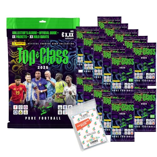 Bundle mit Top Class Pure Football 2025 - Trading Cards - 1 Starter + 20 Booster + Exklusive Collect-it Hüllen, Sammelmappe, Spielfeld, 3 Booster mit je 8 Karten + 2 Limitierte Karten von collect-it.de MY HOME OF CARDS + TOYS