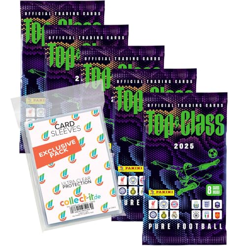 Bundle mit Top Class Pure Football 2025 - Trading Cards - 5 Booster + Exklusive Collect-it Hüllen, 1 Booster enthält: 8 Karten, Kollektion umfasst 270 Trading Cards von collect-it.de MY HOME OF CARDS + TOYS