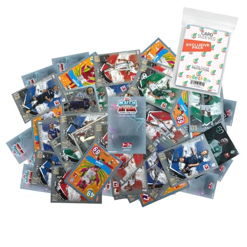 Bundle mit Topps Match Attax Bundesliga - 2023/24-50 Verschiedene, zufällige Karten + 1 seltene Nationalspiel Karte + Exklusive Collect-it Hüllen von collect-it.de MY HOME OF CARDS + TOYS