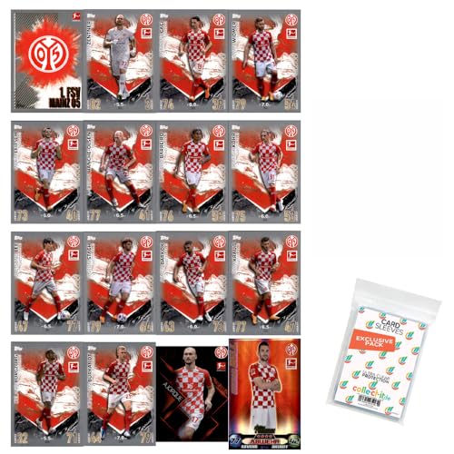 Bundle mit Topps Match Attax Bundesliga - 2023/24 - Mannschaftspaket - 1. FSV Mainz 05 + Exklusive Collect-it Hüllen von collect-it.de MY HOME OF CARDS + TOYS