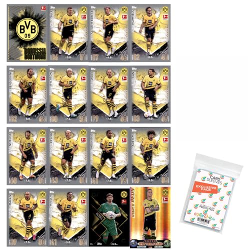Bundle mit Topps Match Attax Bundesliga - 2023/24 - Mannschaftspaket - Borussia Dortmund + Exklusive Collect-it Hüllen von collect-it.de MY HOME OF CARDS + TOYS
