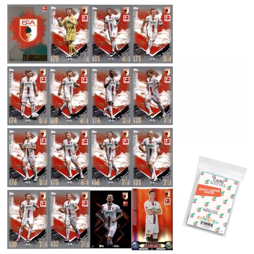 Bundle mit Topps Match Attax Bundesliga - 2023/24 - Mannschaftspaket - FC Augsburg + Exklusive Collect-it Hüllen von collect-it.de MY HOME OF CARDS + TOYS