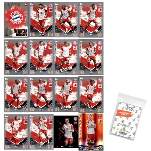 Bundle mit Topps Match Attax Bundesliga - 2023/24 - Mannschaftspaket - FC Bayern München + Exklusive Collect-it Hüllen von collect-it.de MY HOME OF CARDS + TOYS