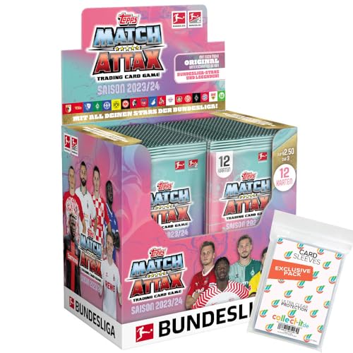 Bundle mit Topps Match Attax Bundesliga - 2023-2024 - 1 Display (36 Booster) + Exklusive Collect-it Hüllen von collect-it.de MY HOME OF CARDS + TOYS