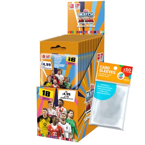 Bundle mit Topps Match Attax Bundesliga 2025/26-1 Power Pack Display + Exklusive Collect-it Hüllen von collect-it.de MY HOME OF CARDS + TOYS