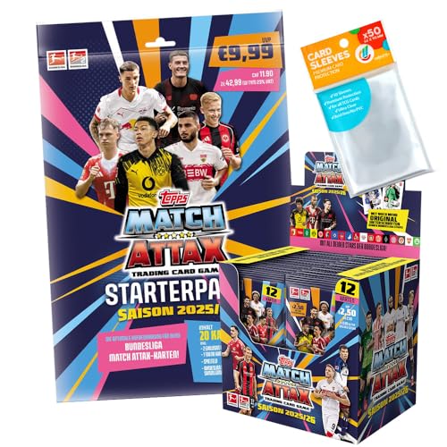 Bundle mit Topps Match Attax Bundesliga 2025/26-1 Starter + 1 Display (36 Booster) + Exklusive Collect-it Hüllen von collect-it.de MY HOME OF CARDS + TOYS