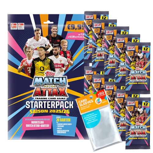 Bundle mit Topps Match Attax Bundesliga 2025/26-1 Starter + 10 Booster + Exklusive Collect-it Hüllen von collect-it.de MY HOME OF CARDS + TOYS