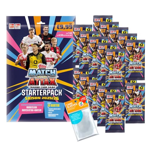 Bundle mit Topps Match Attax Bundesliga 2025/26-1 Starter + 20 Booster + Exklusive Collect-it Hüllen von collect-it.de MY HOME OF CARDS + TOYS
