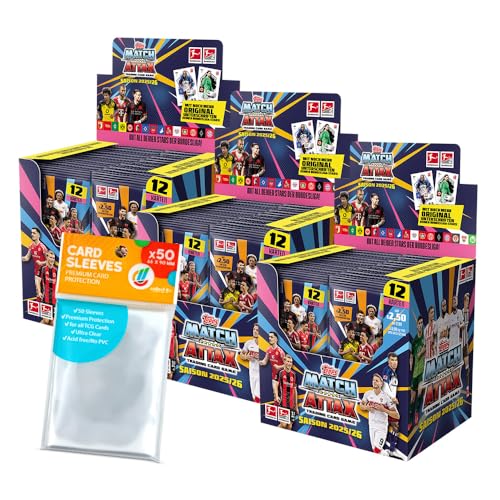 Bundle mit Topps Match Attax Bundesliga 2025/26-3 Display (108 Booster) + Exklusive Collect-it Hüllen von collect-it.de MY HOME OF CARDS + TOYS