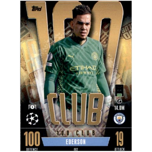 Bundle mit Topps Match Attax Champions League 2023/2024 - Trading Cards,Sammelkarten, Fußball Einzelkarte, Spezial Karte (482 - Ederson - 100 Club) von collect-it.de MY HOME OF CARDS + TOYS