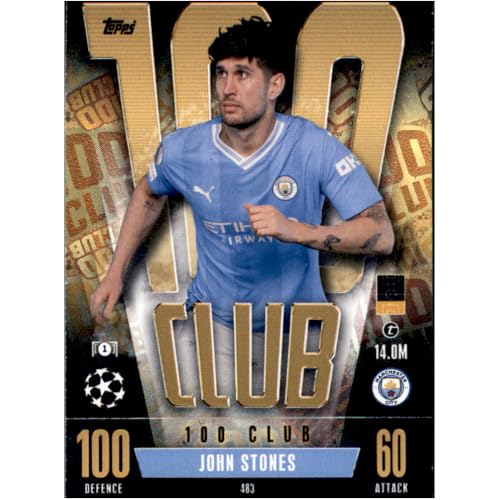 Bundle mit Topps Match Attax Champions League 2023/2024 - Trading Cards,Sammelkarten, Fußball Einzelkarte, Spezial Karte (483 - John Stones - 100 Club) von collect-it.de MY HOME OF CARDS + TOYS