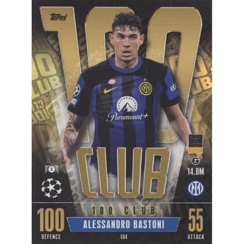 Bundle mit Topps Match Attax Champions League 2023/2024 - Trading Cards,Sammelkarten, Fußball Einzelkarte, Spezial Karte (484 - Alessandro Bastoni - 100 Club) von collect-it.de MY HOME OF CARDS + TOYS