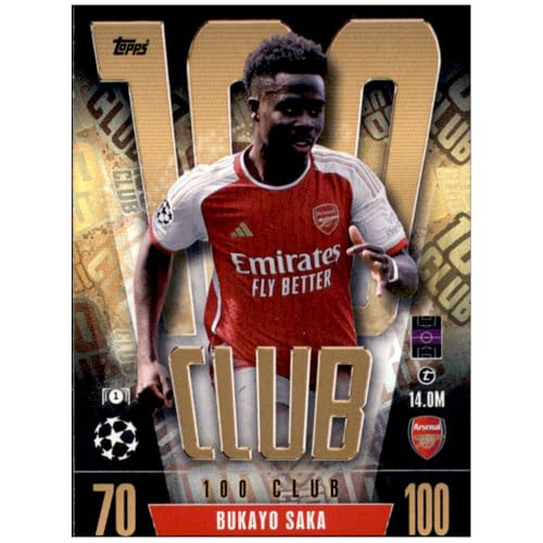 Bundle mit Topps Match Attax Champions League 2023/2024 - Trading Cards,Sammelkarten, Fußball Einzelkarte, Spezial Karte (487 - Bukayo Saka - 100 Club) von collect-it.de MY HOME OF CARDS + TOYS