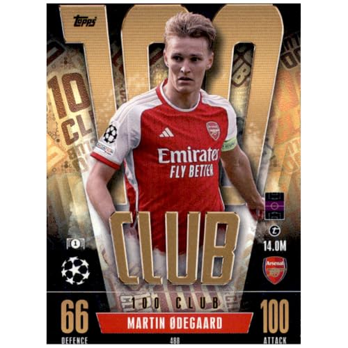 Bundle mit Topps Match Attax Champions League 2023/2024 - Trading Cards,Sammelkarten, Fußball Einzelkarte, Spezial Karte (488 - Martin Odegaard - 100 Club) von collect-it.de MY HOME OF CARDS + TOYS