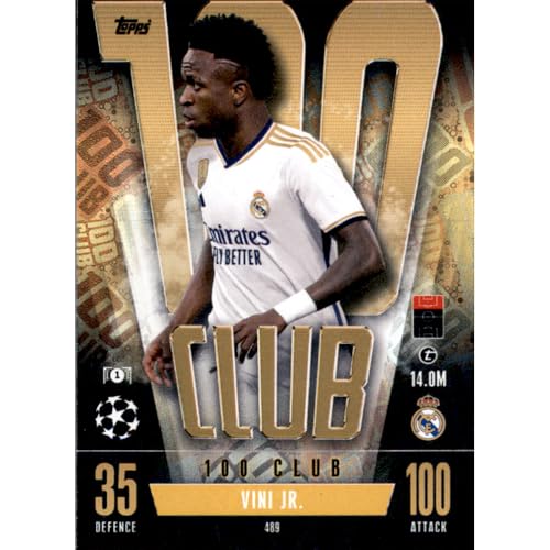 Bundle mit Topps Match Attax Champions League 2023/2024 - Trading Cards,Sammelkarten, Fußball Einzelkarte, Spezial Karte (489 - Vini Jr. - 100 Club) von collect-it.de MY HOME OF CARDS + TOYS