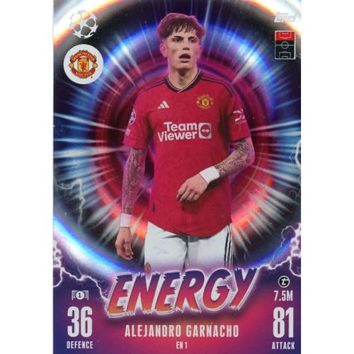 Bundle mit Topps Match Attax Champions League 2023/2024 - Trading Cards,Sammelkarten, Fußball Einzelkarte, Spezial Karte (EN 1 - Alejandro Garnacho - Energy) von collect-it.de MY HOME OF CARDS + TOYS