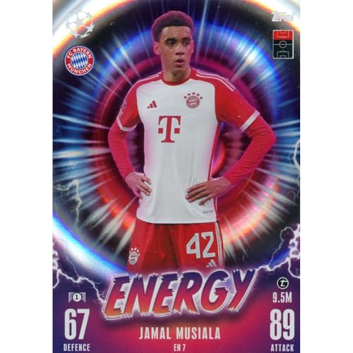Bundle mit Topps Match Attax Champions League 2023/2024 - Trading Cards,Sammelkarten, Fußball Einzelkarte, Spezial Karte (EN 7 - Jamal Musiala - Energy) von collect-it.de MY HOME OF CARDS + TOYS