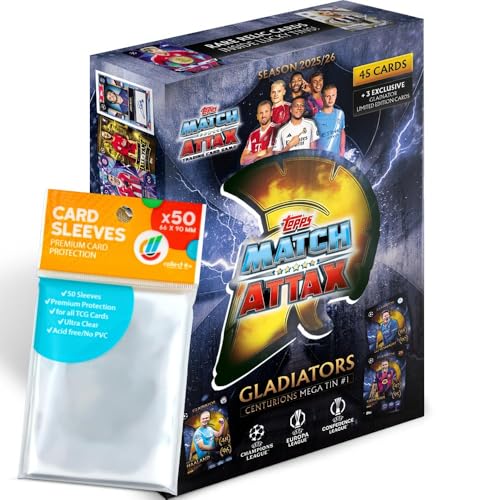 Bundle mit Topps Match Attax Champions League 2025/26 Trading Cards + Exklusive Collect-it Hüllen (1 Mega Tin (Centurions)) von collect-it.de MY HOME OF CARDS + TOYS