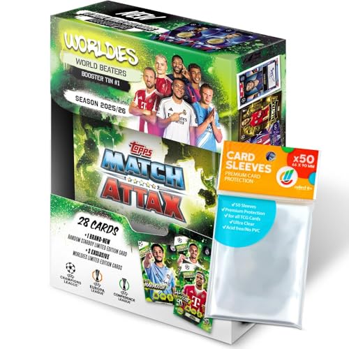 Bundle mit Topps Match Attax Champions League 2025/26 Trading Cards + Exklusive Collect-it Hüllen (1 Mini Tin (World Beaters)) von collect-it.de MY HOME OF CARDS + TOYS
