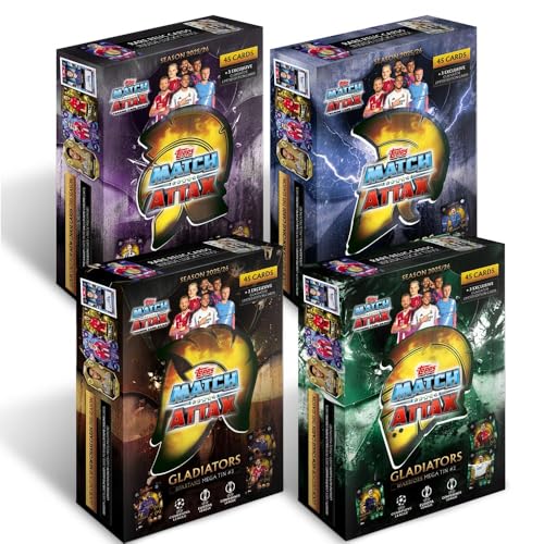Bundle mit Topps Match Attax Champions League 2025/26 Trading Cards + Exklusive Collect-it Hüllen (alle 4 Mega Tin Dosen) von collect-it.de MY HOME OF CARDS + TOYS