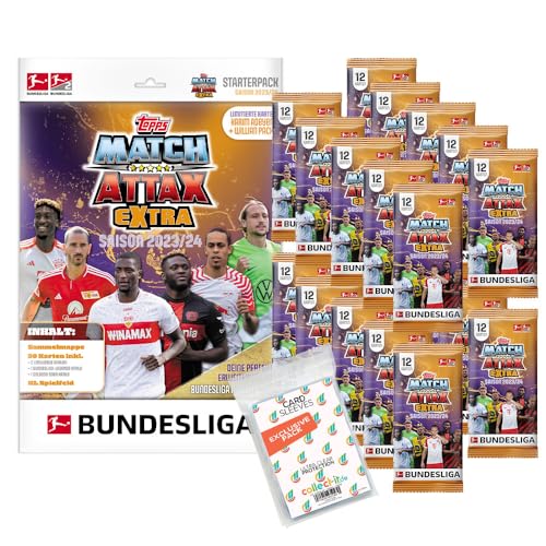 Bundle mit Topps Match Attax EXTRA Bundesliga 2023/24-1 Starter + 20 Booster + Exklusive Collect-it Hüllen von collect-it.de MY HOME OF CARDS + TOYS