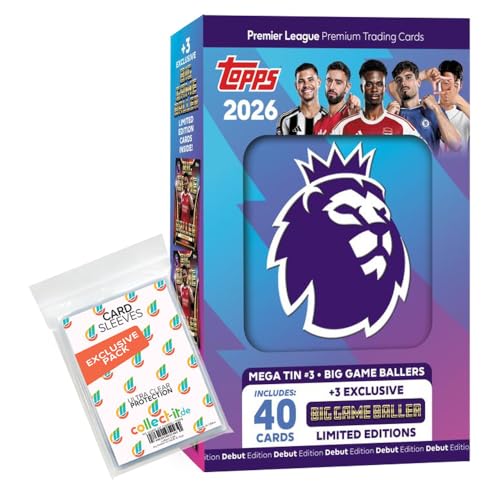 Bundle mit Topps - Premier League 2025/26 Trading Cards + Exklusive Collect-it Hüllen (1 Big Game Ballers Tin Box #3) von collect-it.de MY HOME OF CARDS + TOYS