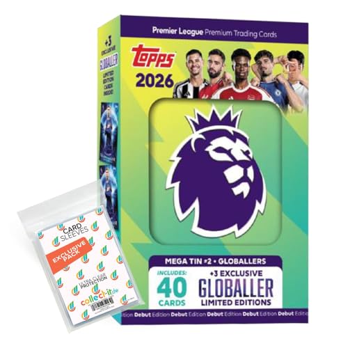 Bundle mit Topps - Premier League 2025/26 Trading Cards + Exklusive Collect-it Hüllen (1 Globallers Mega Tin Box #2) von collect-it.de MY HOME OF CARDS + TOYS