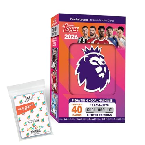 Bundle mit Topps - Premier League 2025/26 Trading Cards + Exklusive Collect-it Hüllen (1 Goal Machines Mega Tin Box #1) von collect-it.de MY HOME OF CARDS + TOYS