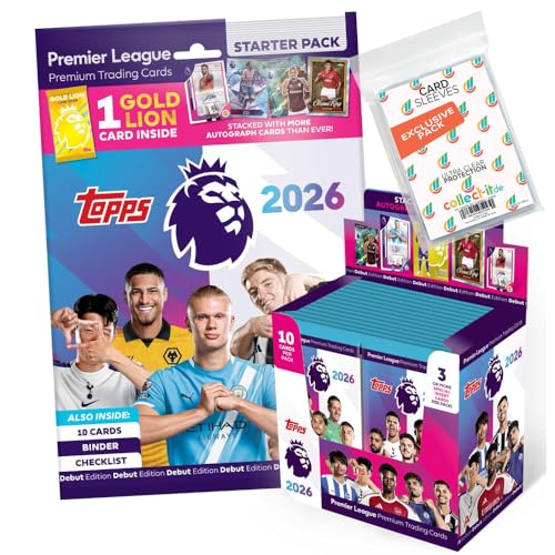 Bundle mit Topps - Premier League 2025/26 Trading Cards + Exklusive Collect-it Hüllen (1 Starter + 1 Display (28 Booster)) von collect-it.de MY HOME OF CARDS + TOYS