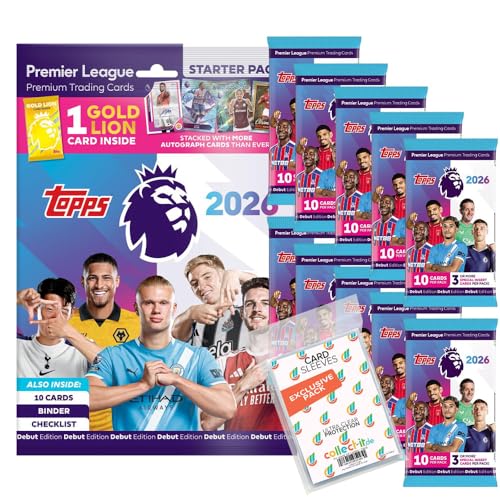 Bundle mit Topps - Premier League 2025/26 Trading Cards + Exklusive Collect-it Hüllen (1 Starter + 10 Booster) von collect-it.de MY HOME OF CARDS + TOYS
