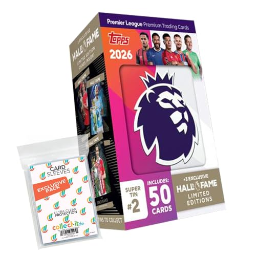 Bundle mit Topps - Premier League 2025/26 Trading Cards - 1 Super Tin Box #2 + Exklusive Collect-it Hüllen von collect-it.de MY HOME OF CARDS + TOYS