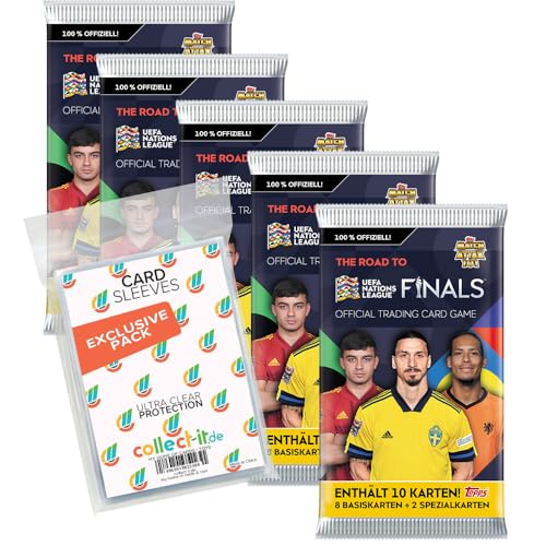 Bundle mit Topps - Road to 2022 UEFA Nations League - 5 Booster + Exklusive Collect-it Hüllen von collect-it.de MY HOME OF CARDS + TOYS