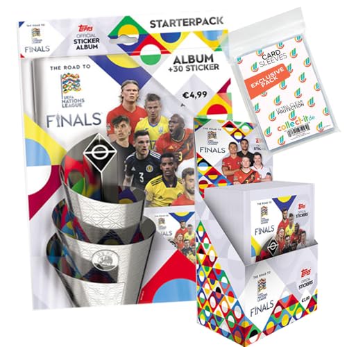 Bundle mit Topps - Road to UEFA Nations League 2022 - Sammelsticker - 1 Display (50 Tüten) + Starterpack + Exklusive Collect-it Hüllen von collect-it.de MY HOME OF CARDS + TOYS