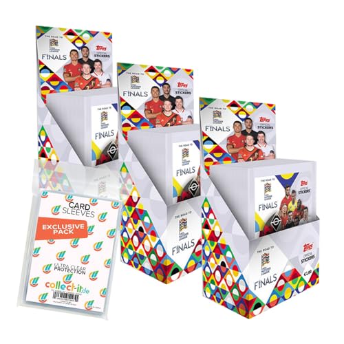 Bundle mit Topps - Road to UEFA Nations League 2022 - Sammelsticker - 3 Displays (150 Tüten) + Exklusive Collect-it Hüllen von collect-it.de MY HOME OF CARDS + TOYS